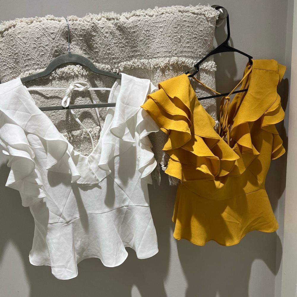 Missoni for Target Ruffled Blouses - White and Mustard